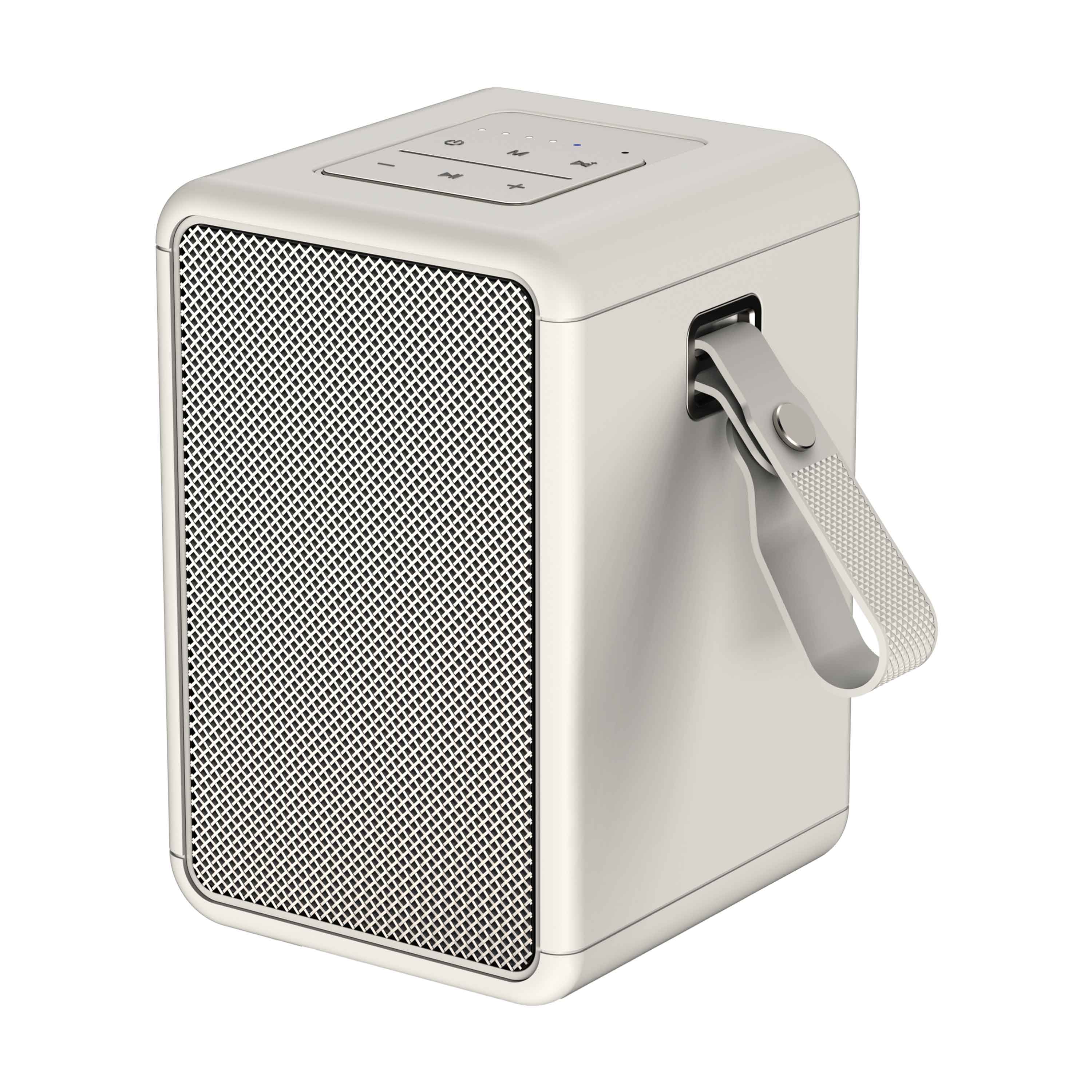 Cream mellow Mini 15W Portable Bluetooth Speaker with strap