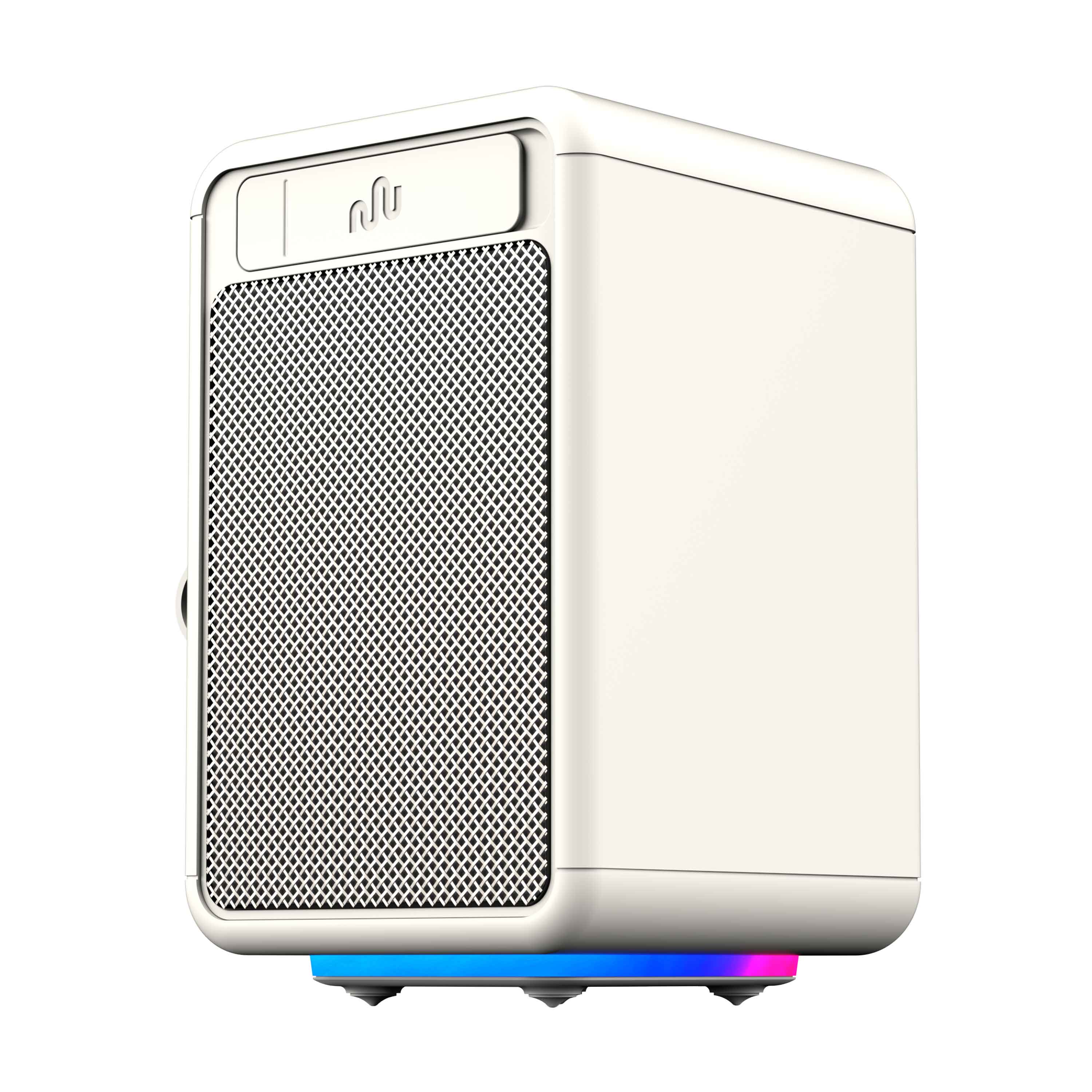 Cream mellow Mini 15W Portable Bluetooth Speaker with strap side view