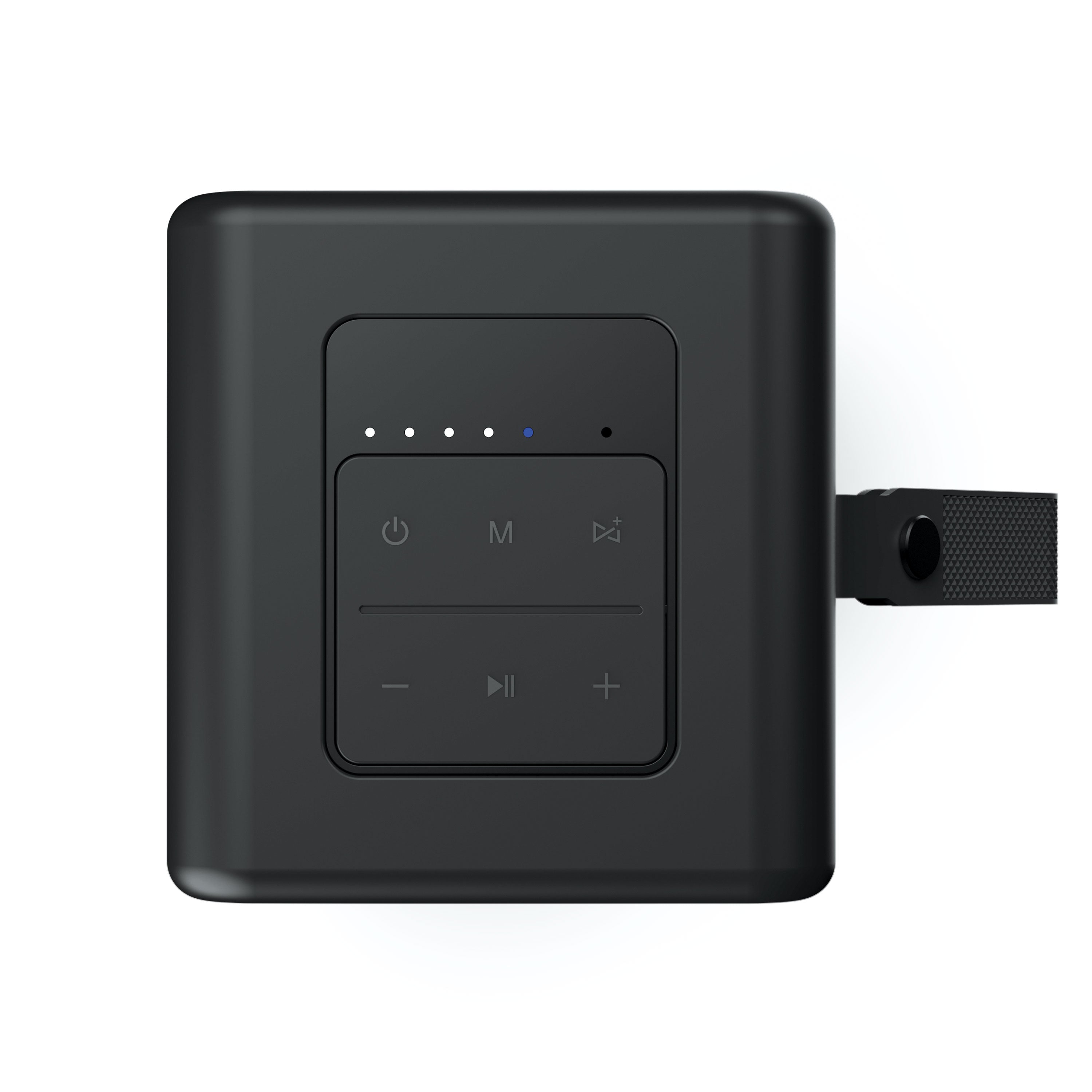 Black mellow Mini 15W Portable Bluetooth Speaker with strap top view